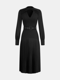 Verdrehtes Neckholder-Midikleid mit Gürtel und Falten
