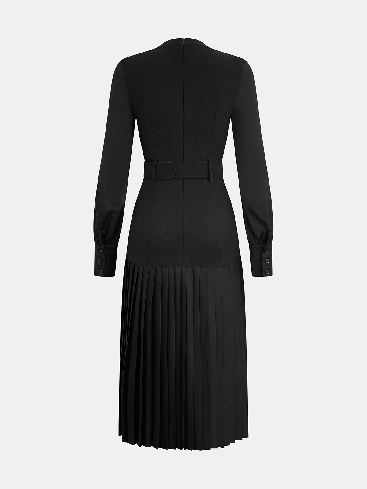 Twisted V-Neck Belted Pleated Midi Dress