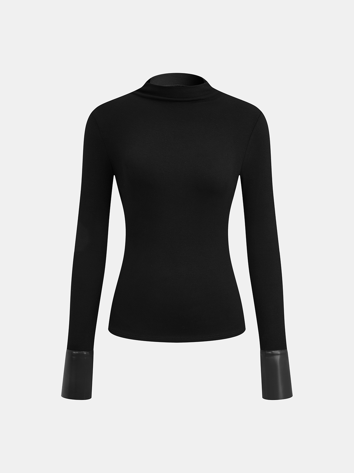 Ensemble haut en maille et jupe froncée en similicuir