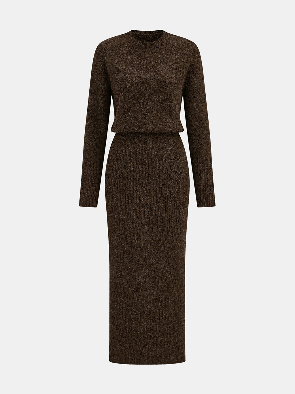 Wool-Blend Fuzzy Midi Dress