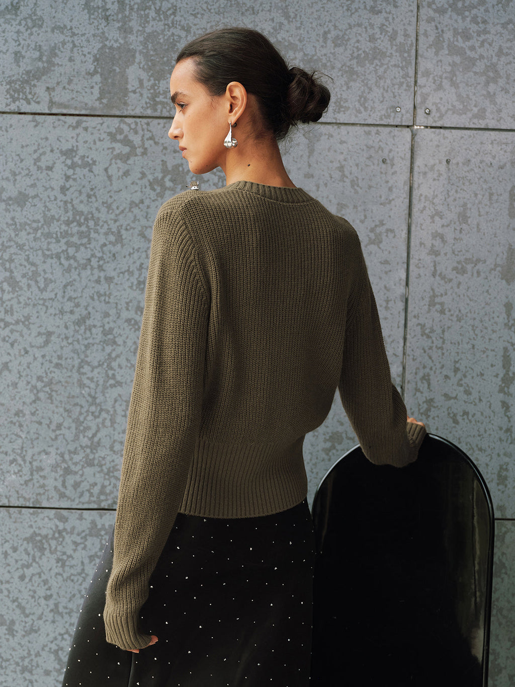 Verzierter Strickcardigan mit Knopfleiste