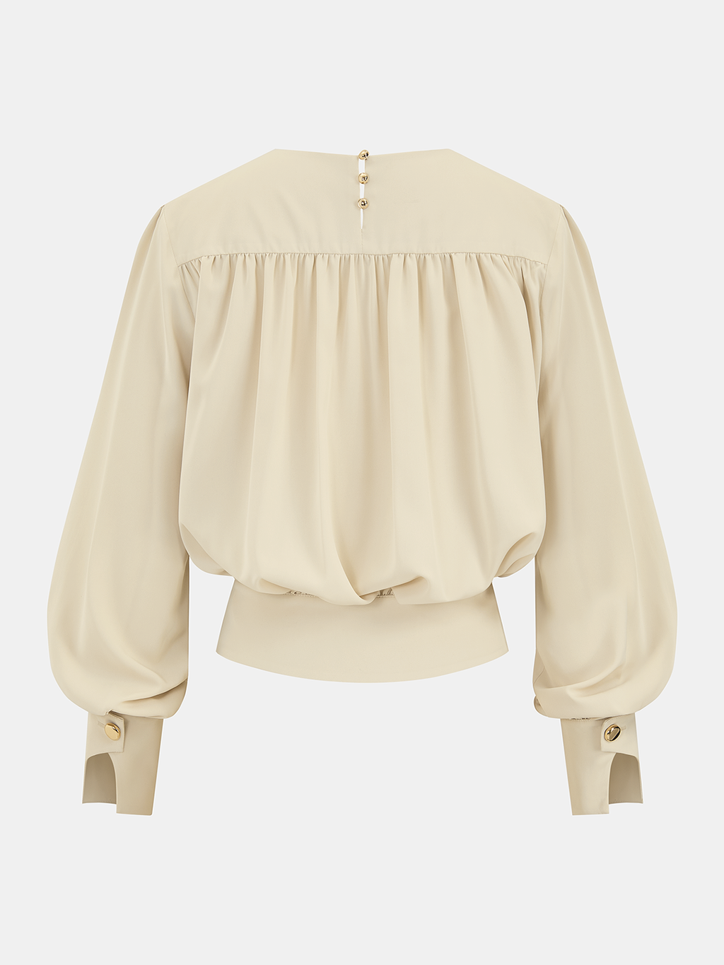 Ruched Wrap V-Neck Crop Blouse
