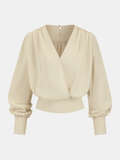 Ruched Wrap V-Neck Crop Blouse