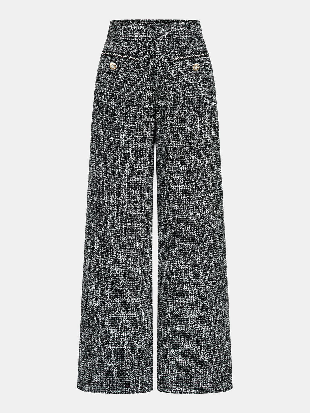 Tweedhose mit weitem Bein und mittlerer Leibhöhe