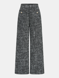 Tweedhose mit weitem Bein und mittlerer Leibhöhe