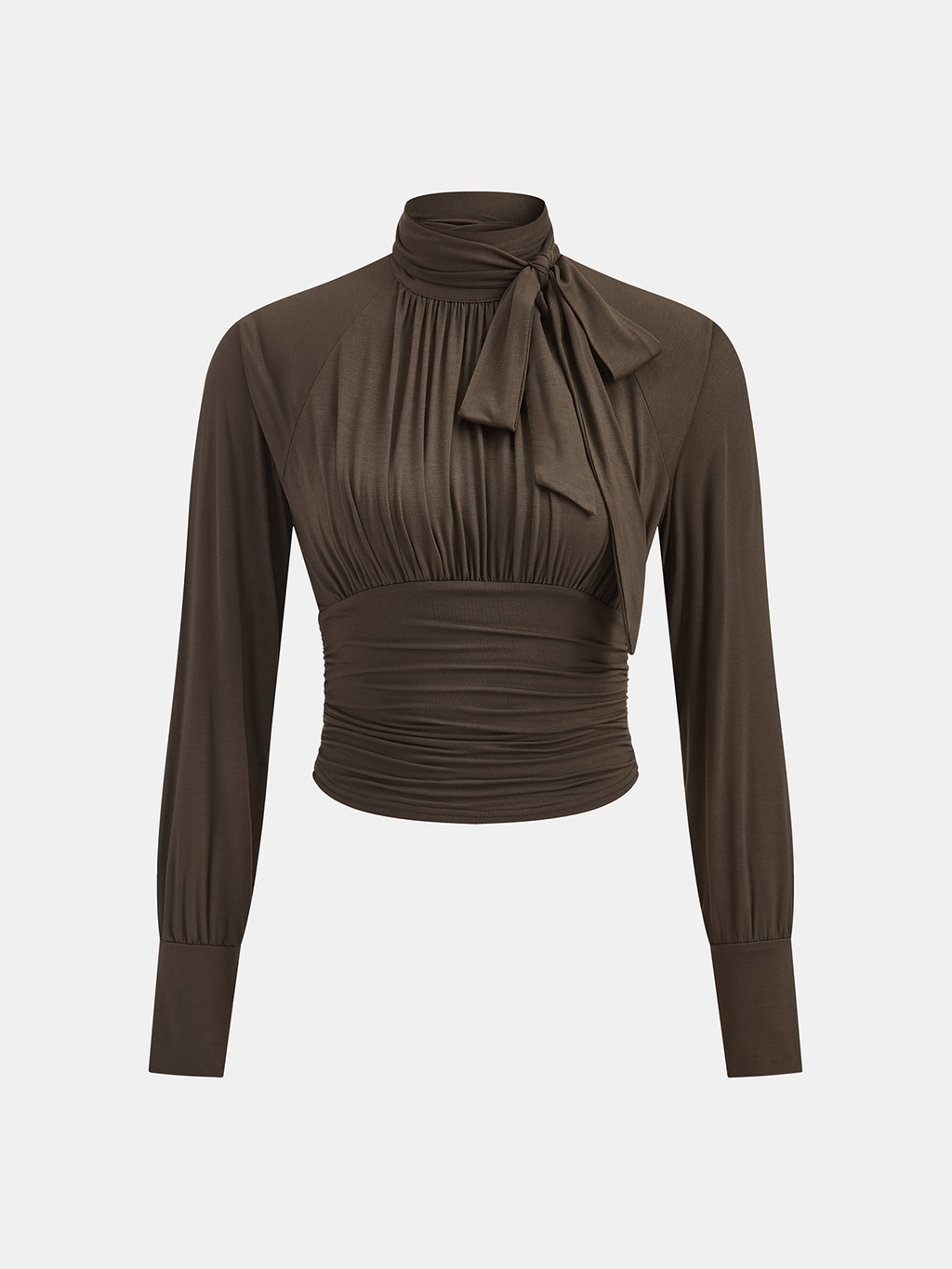Tie-Neck Ruched Blouse