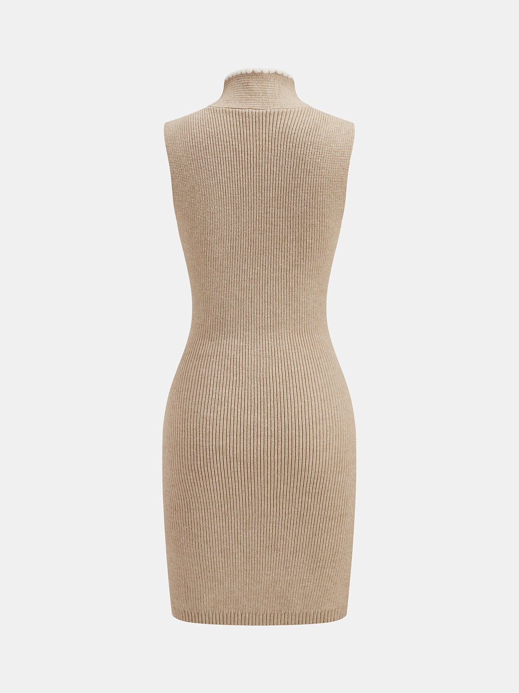 Robe en maille sans manches à col lavallière contrastant