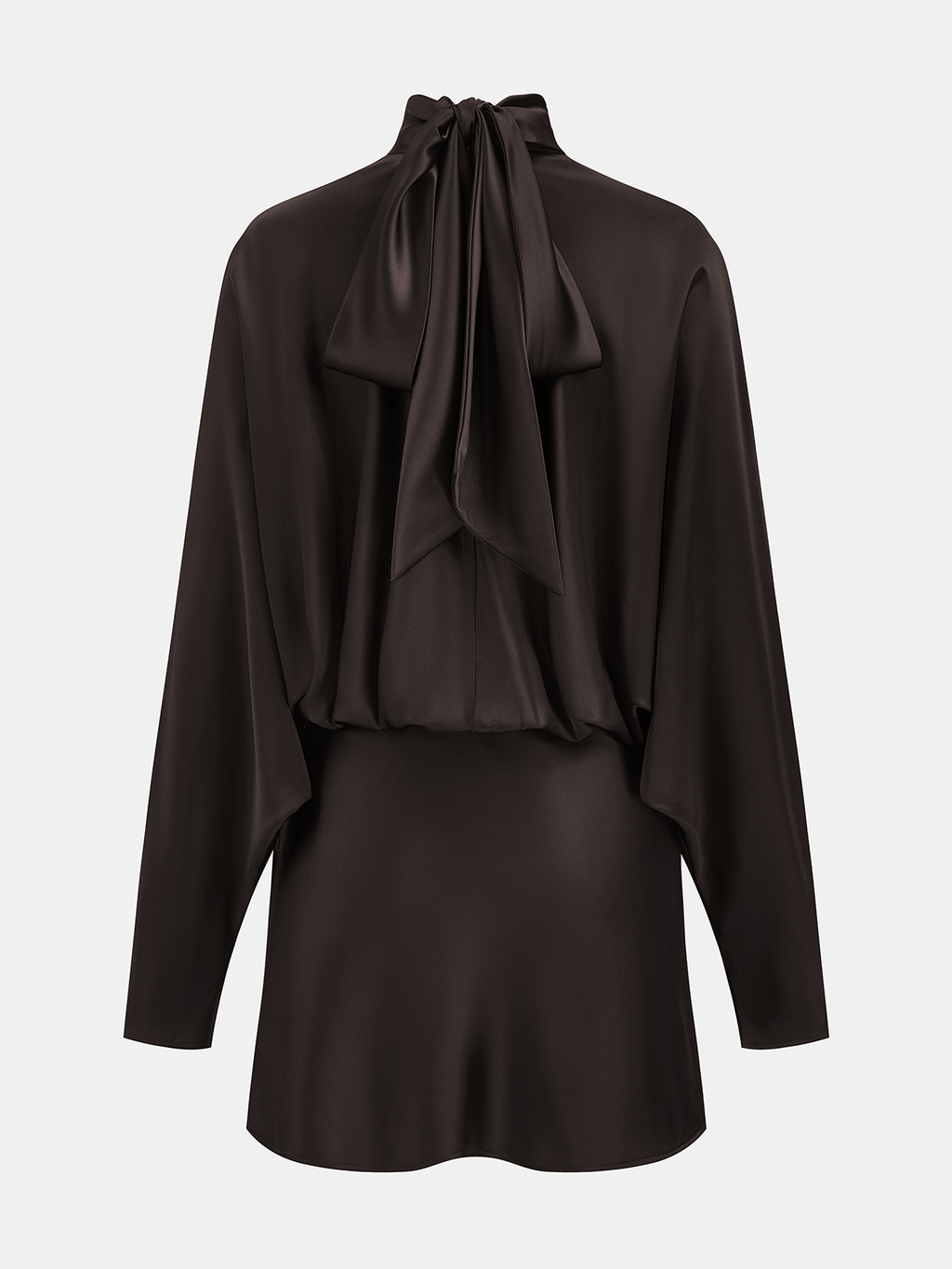 Mini-robe drapée en satin à nouer au col