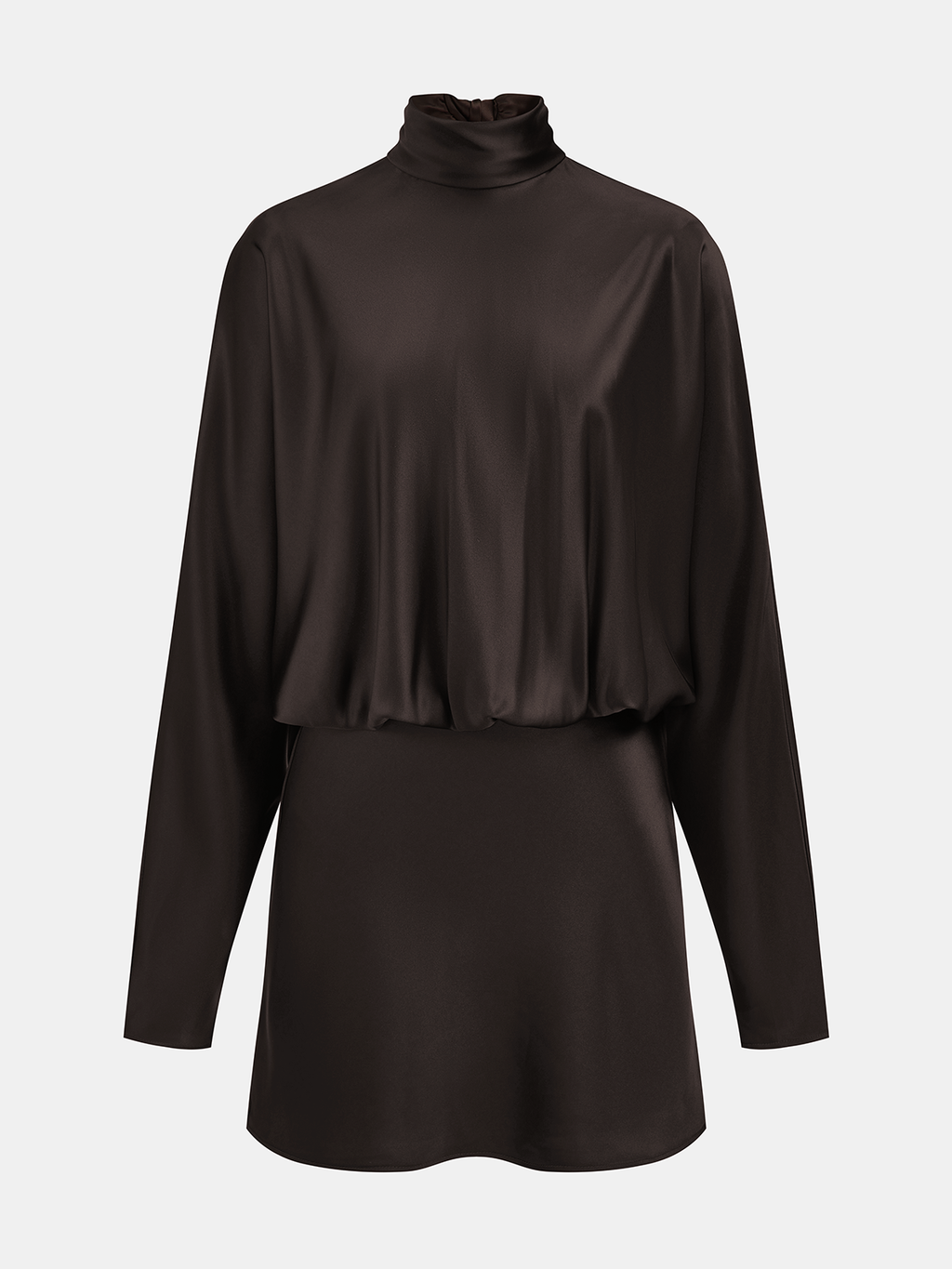 Mini-robe drapée en satin à nouer au col
