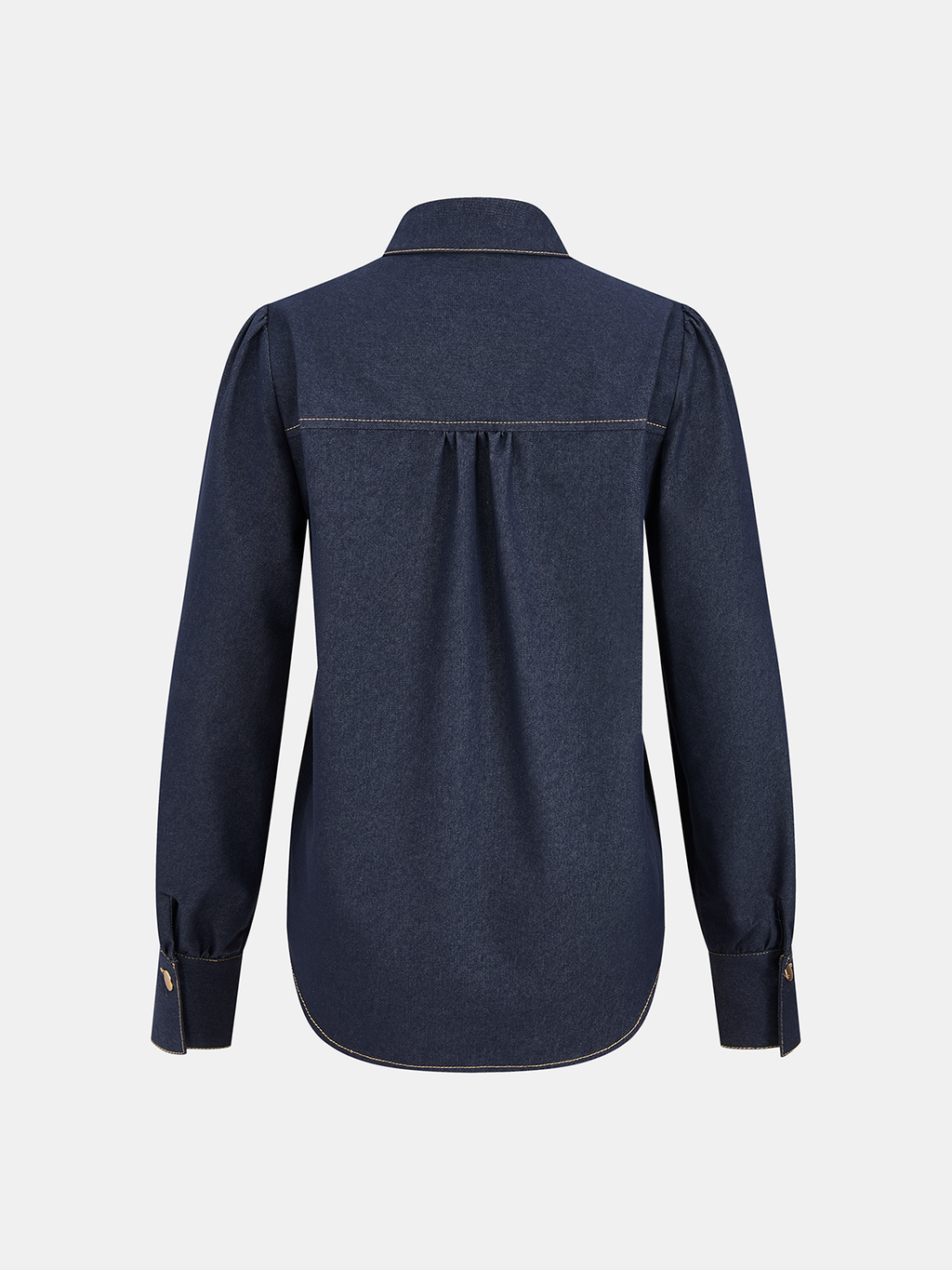 Jeansbluse mit Bindekragen