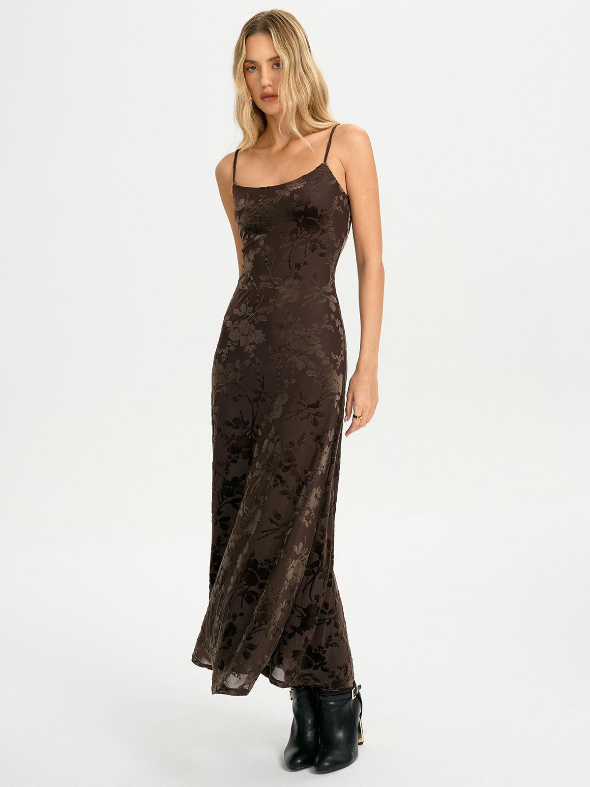 Velvet Floral Cami Maxi Dress