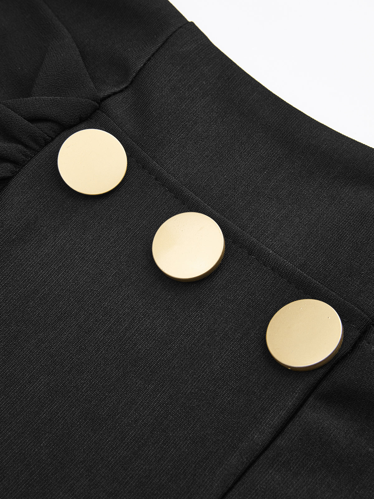 V-Neck Mesh-Sleeve Metal Detail Asymmetric Dress