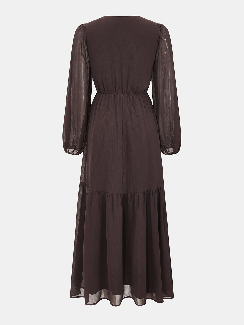 Maxikleid aus Chiffon mit V-Ausschnitt und Puffärmeln