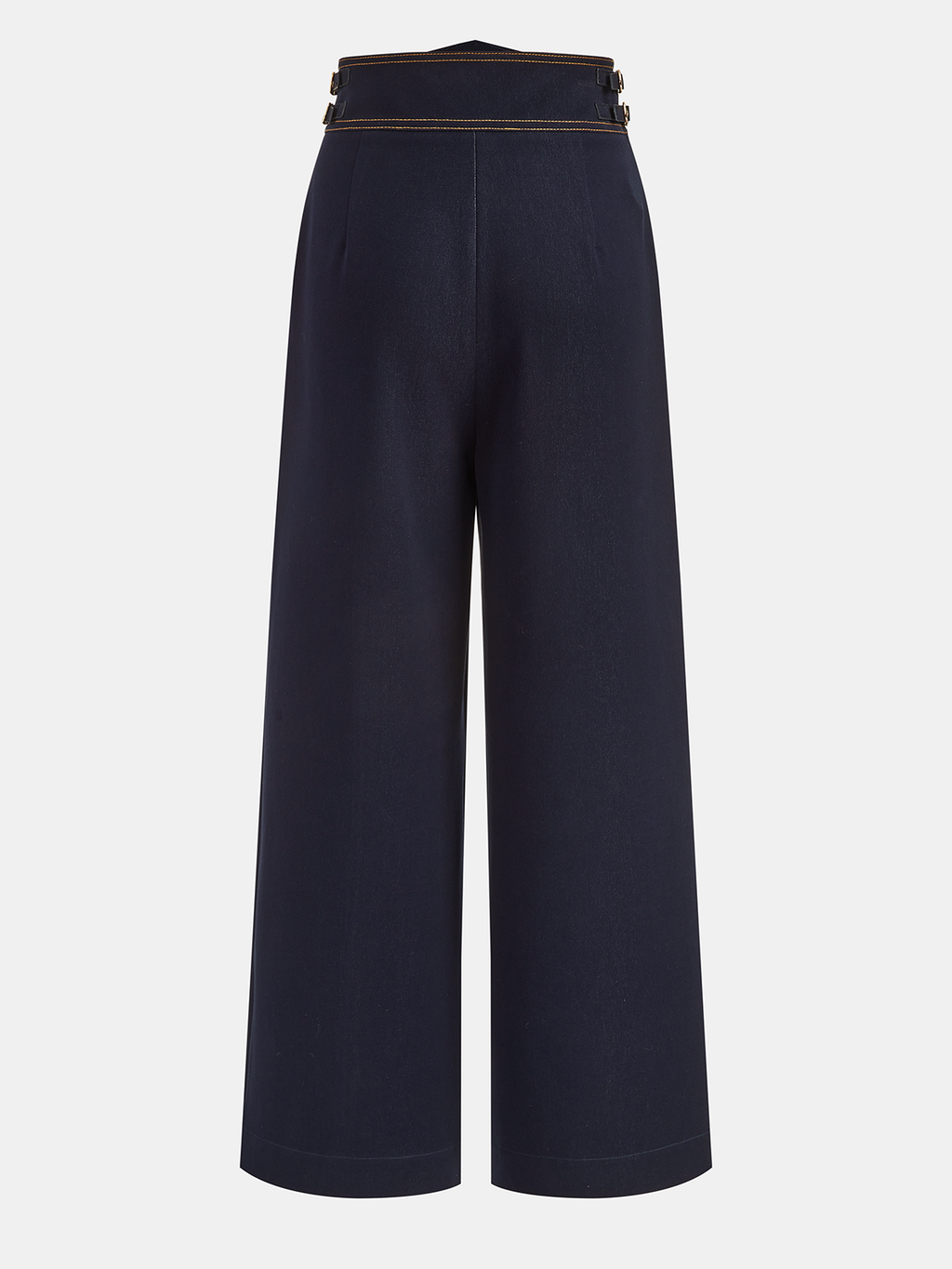 High-Waisted-Hose aus Denim-Imitat mit Metallknöpfen