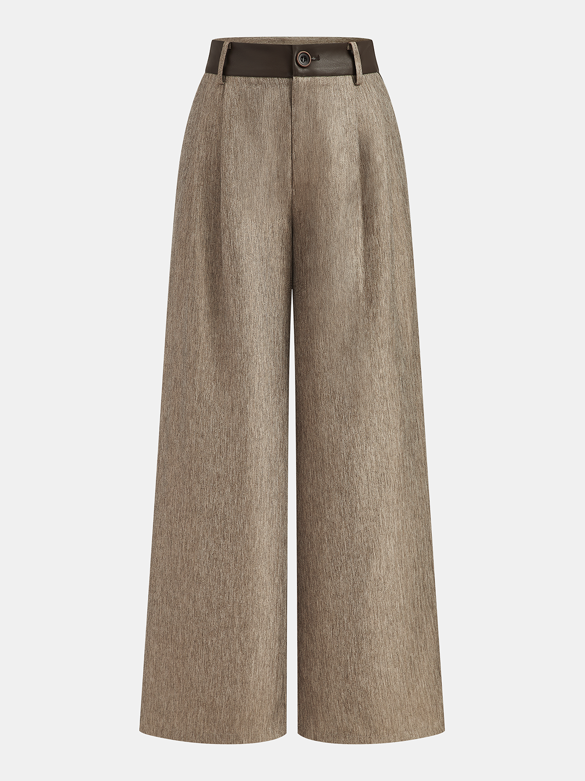 Pantalon large à empiècements en similicuir