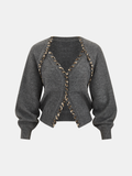 Schnürbesatz V-Ausschnitt Cardigan