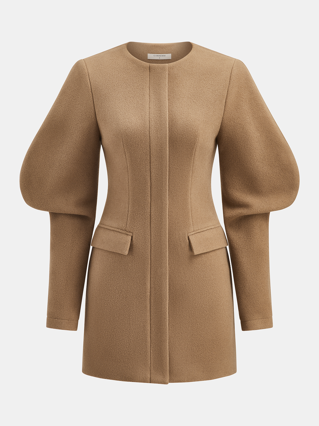 Kurzes tailliertes Minikleid aus Baumwollmischung mit Puffärmeln