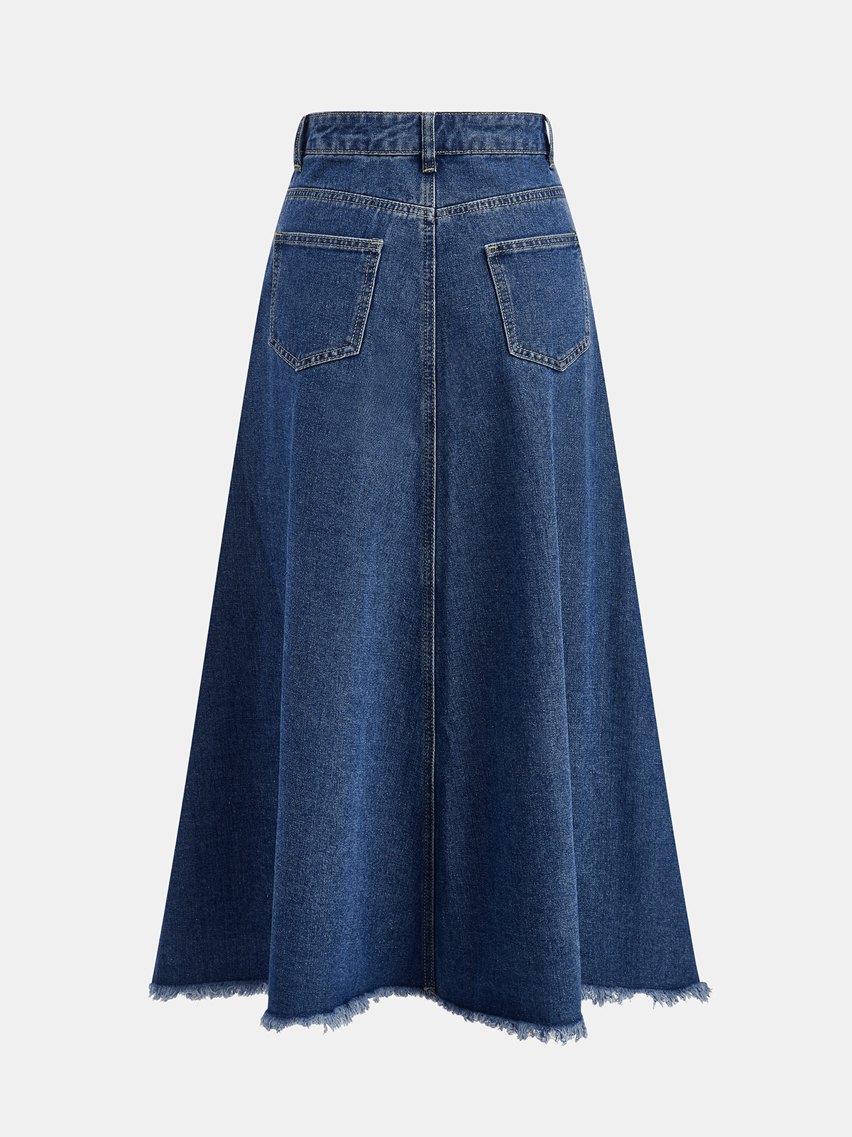 Jupe midi en jean à ourlet effiloché