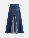 Jupe midi en jean à ourlet effiloché