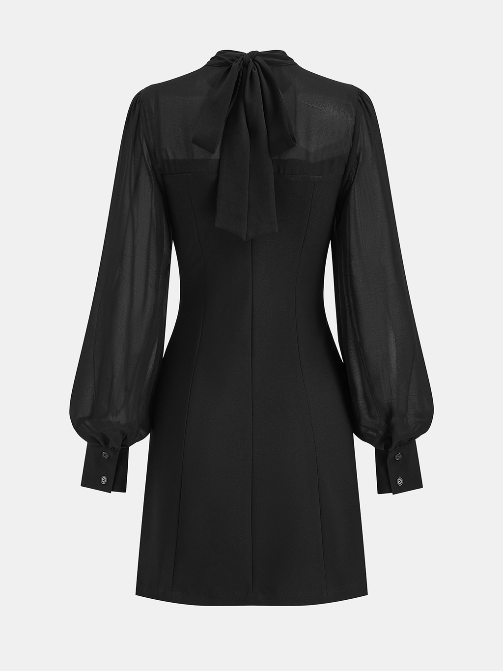 Mini-robe trapèze en mousseline de soie transparente avec empiècements