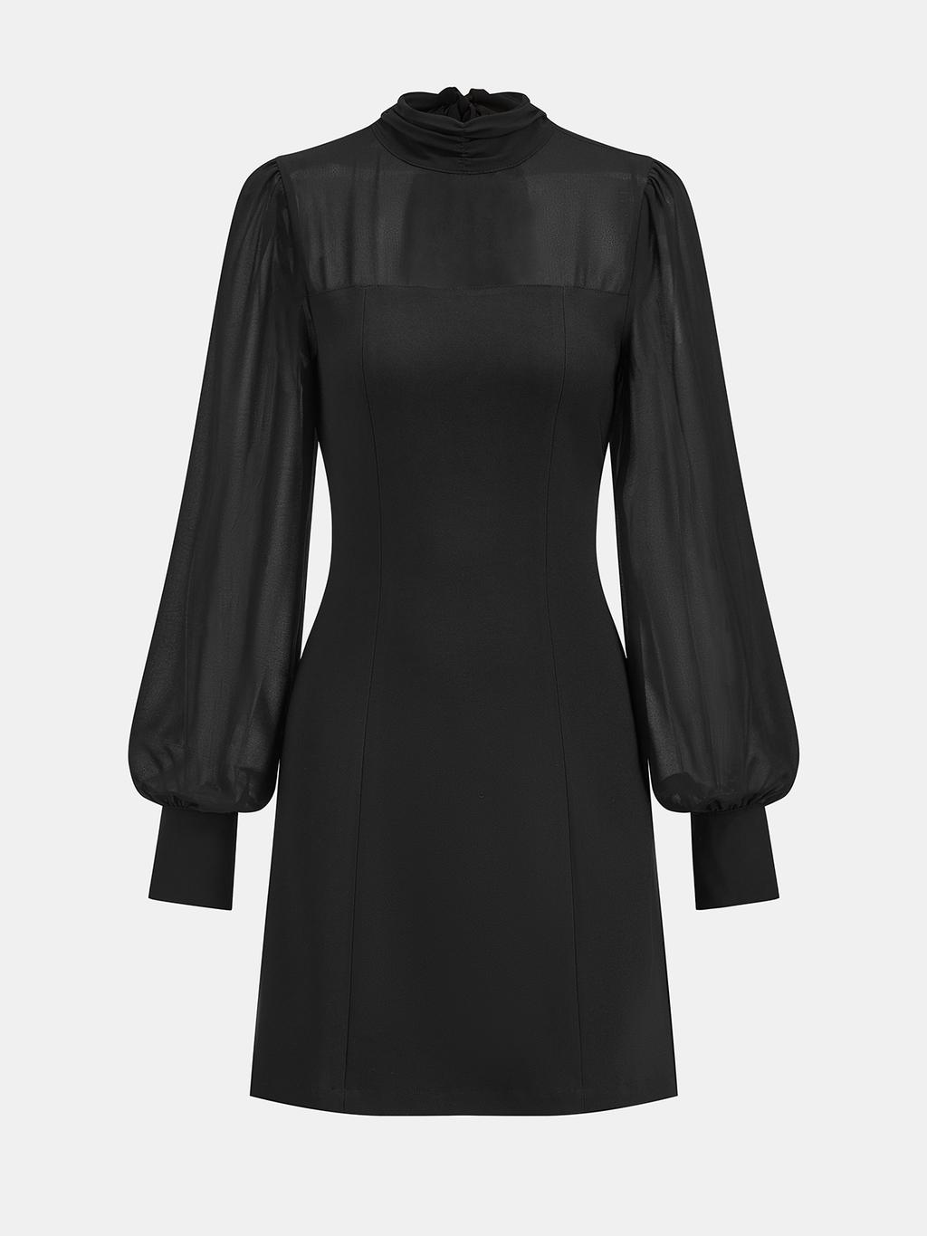 Mini-robe trapèze en mousseline de soie transparente avec empiècements