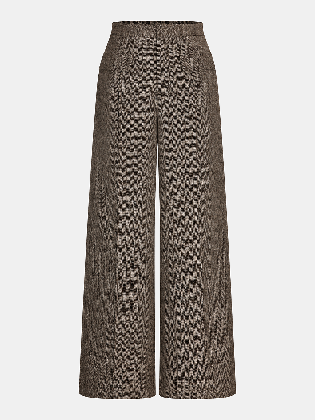 Fischgrät-Tweed-Hose mit weitem Bein