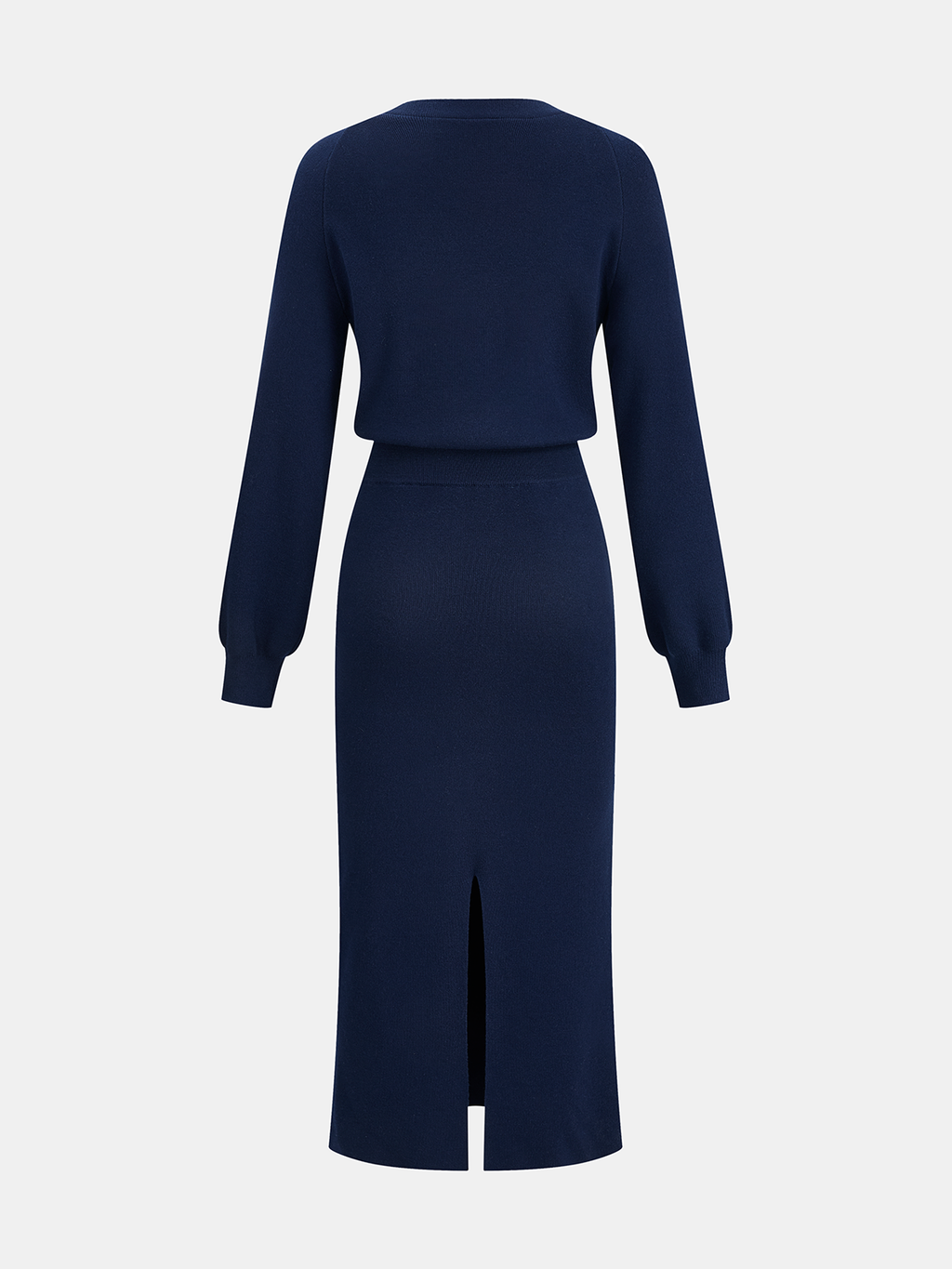 Maxikleid mit V-Ausschnitt aus Wollmischung