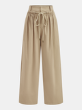 Pantalon large à taille mi-haute avec cordon de serrage