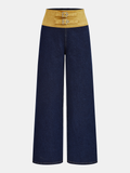 Wildleder-Jeans mit doppelter Schnalle und weitem Bein