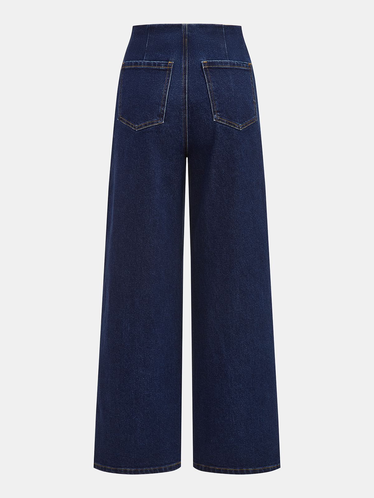Double Buckle Suede Waist Wide-Leg Jeans