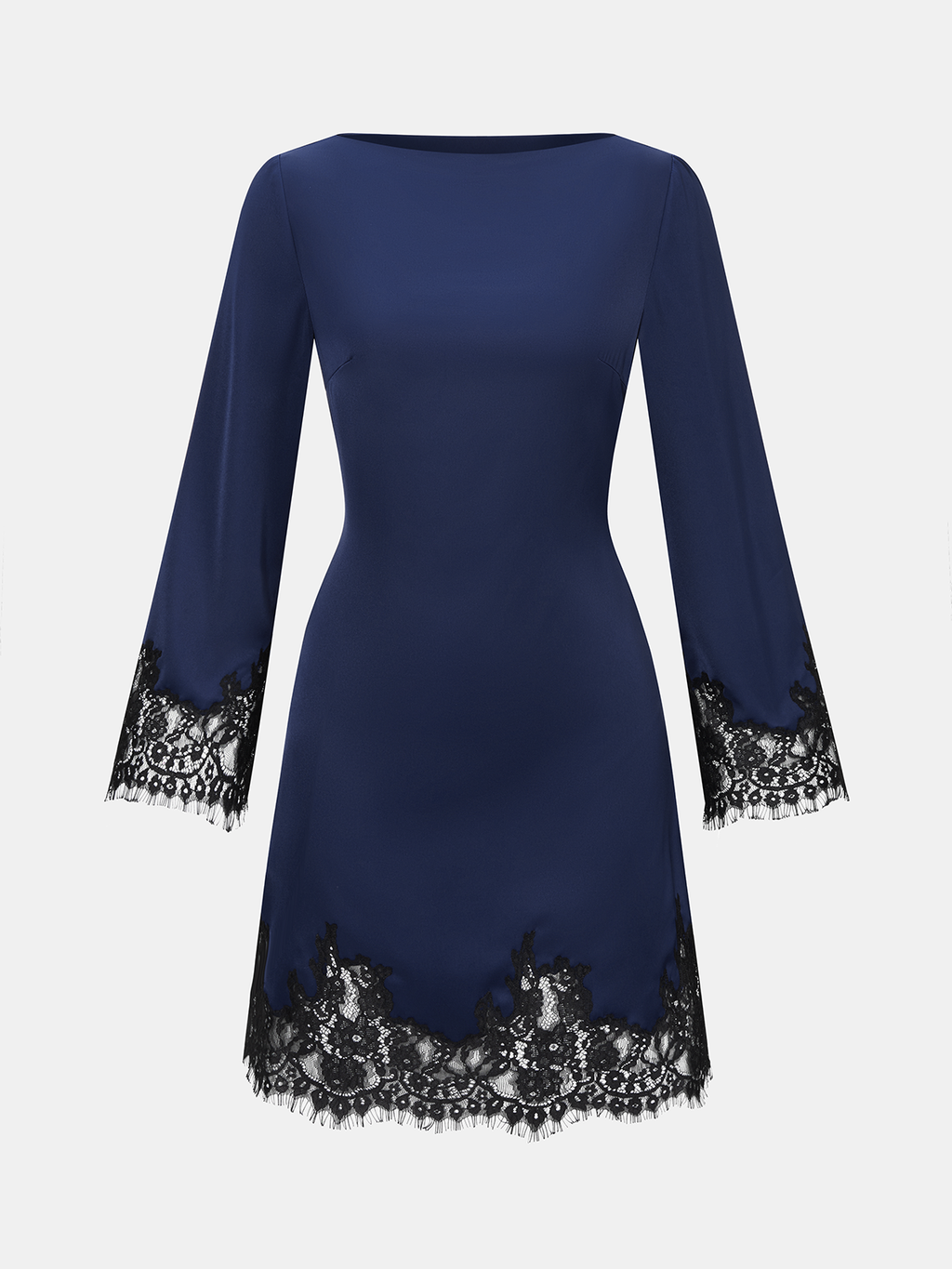 Mini-robe en satin avec bordure en dentelle