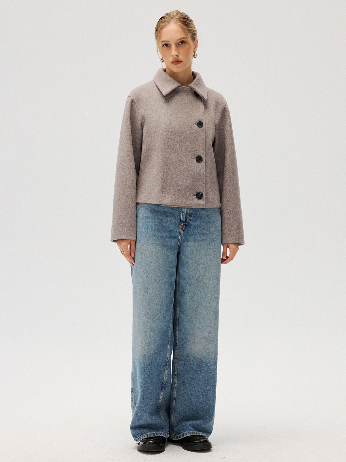 Manteau à col en mélange de laine