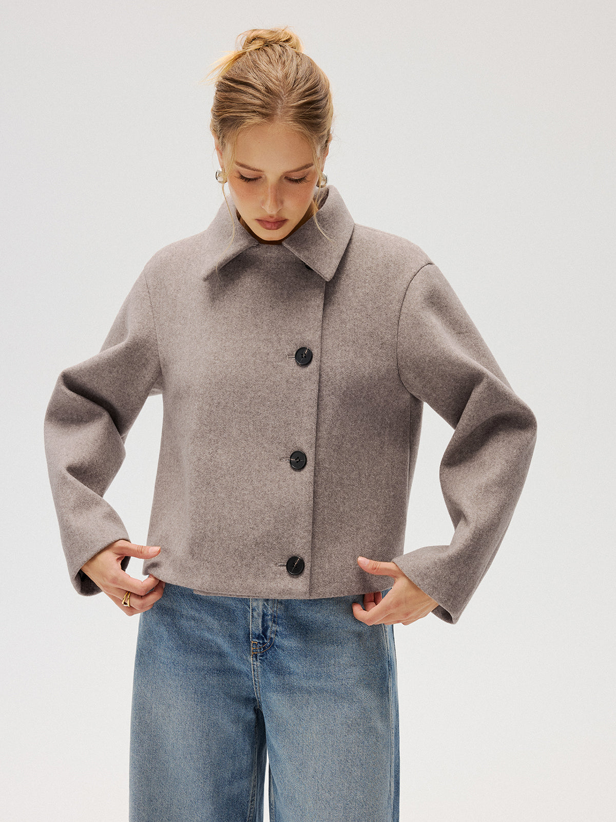 Manteau à col en mélange de laine