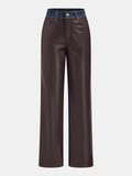 Jeans-Einsatz Kunstleder Straight-Leg-Hose