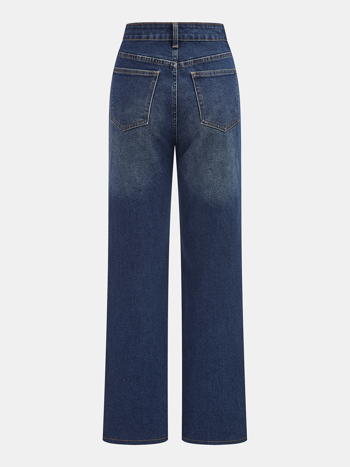 Pantalon droit en similicuir à empiècements en denim