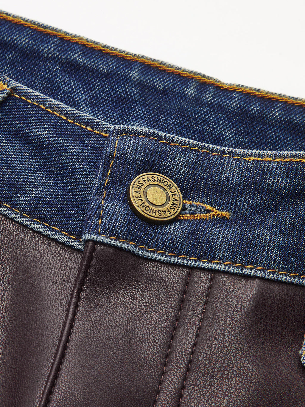 Jeans-Einsatz Kunstleder Straight-Leg-Hose