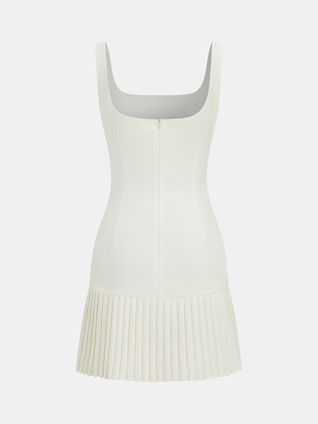 Minikleid mit eckigem Ausschnitt und plissiertem Saum
