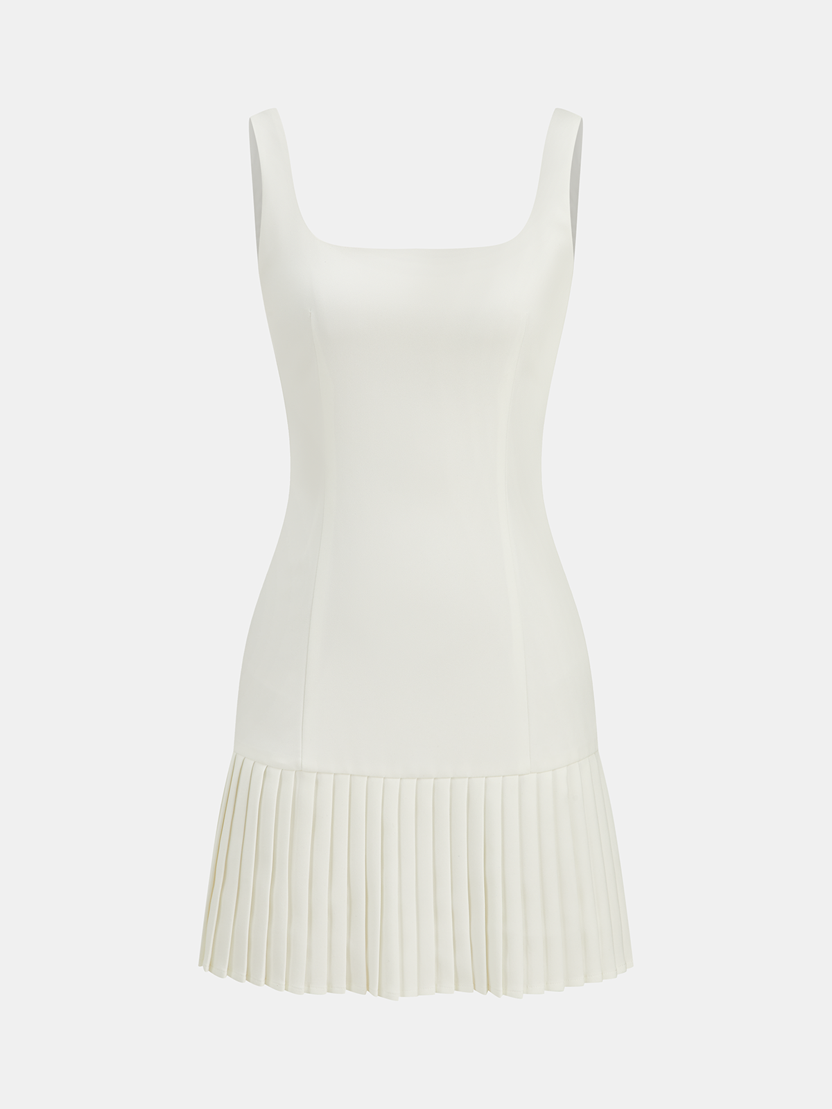Minikleid mit eckigem Ausschnitt und plissiertem Saum