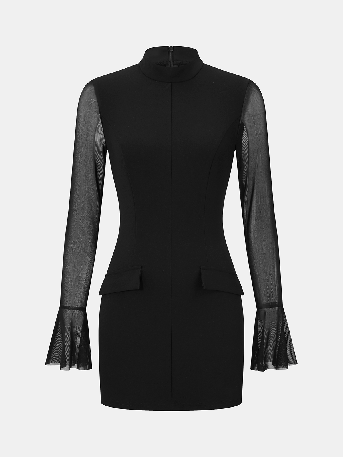 Minikleid mit ausgestellten Ärmeln und transparenten Ärmeln