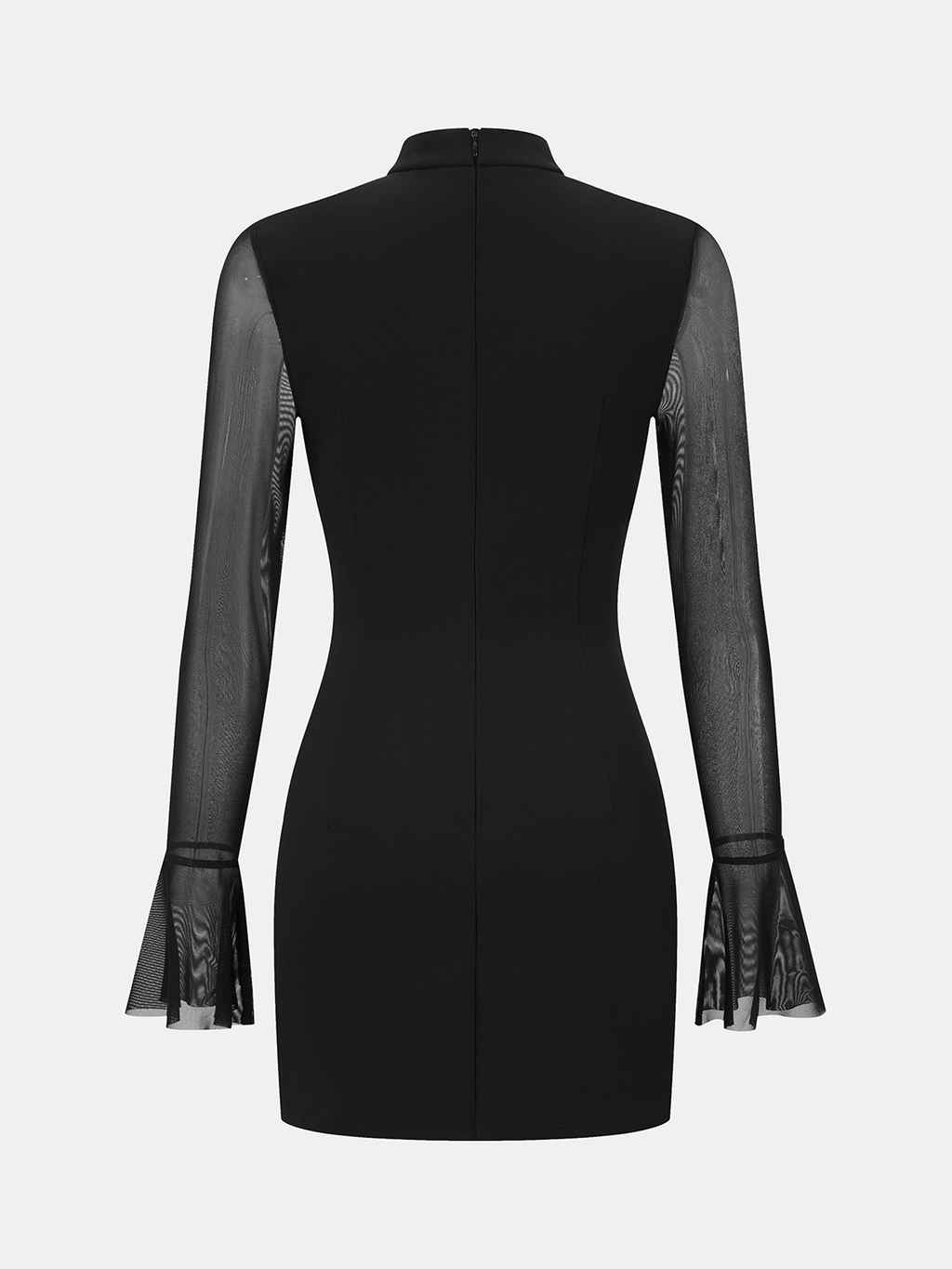Mini-robe à manches transparentes et poignets évasés
