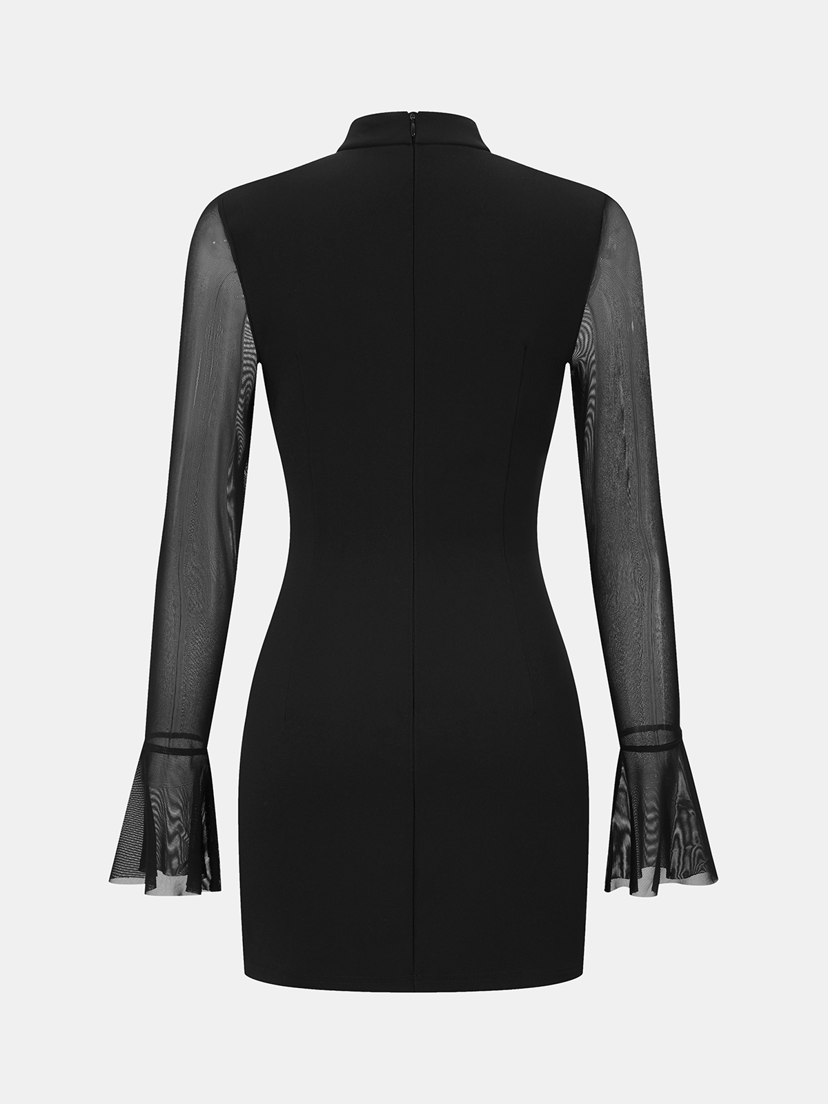Mini-robe à manches transparentes et poignets évasés