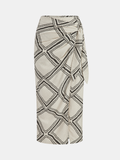 Abstract-Print Wrap Midi Skirt