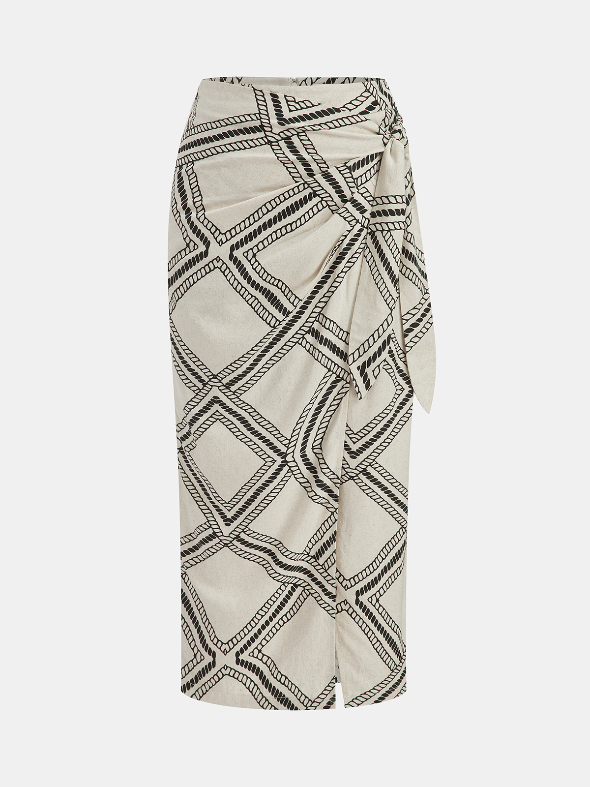Jupe midi portefeuille à imprimé abstrait