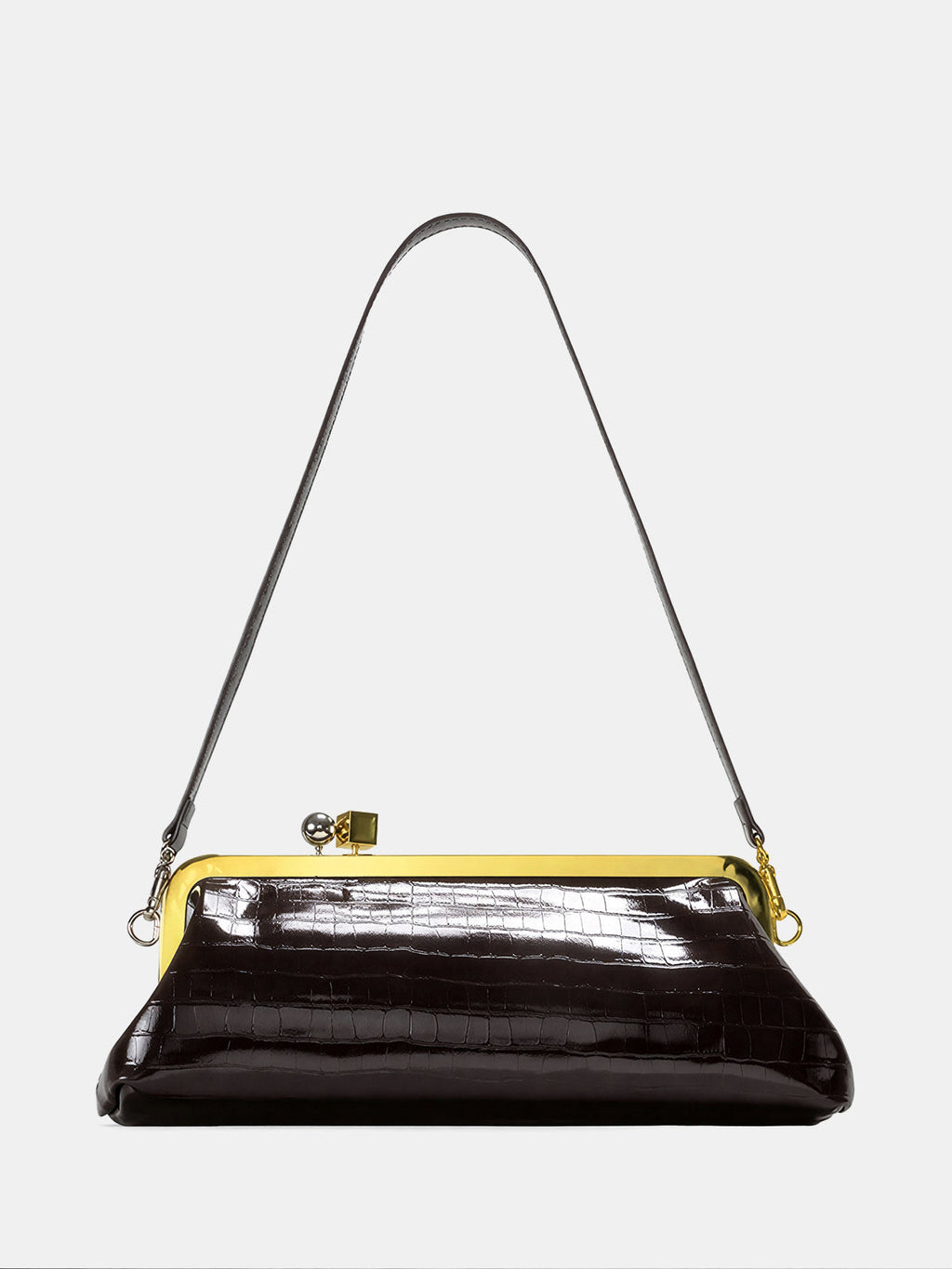 Sac embossé crocodile à fermoir cliquet