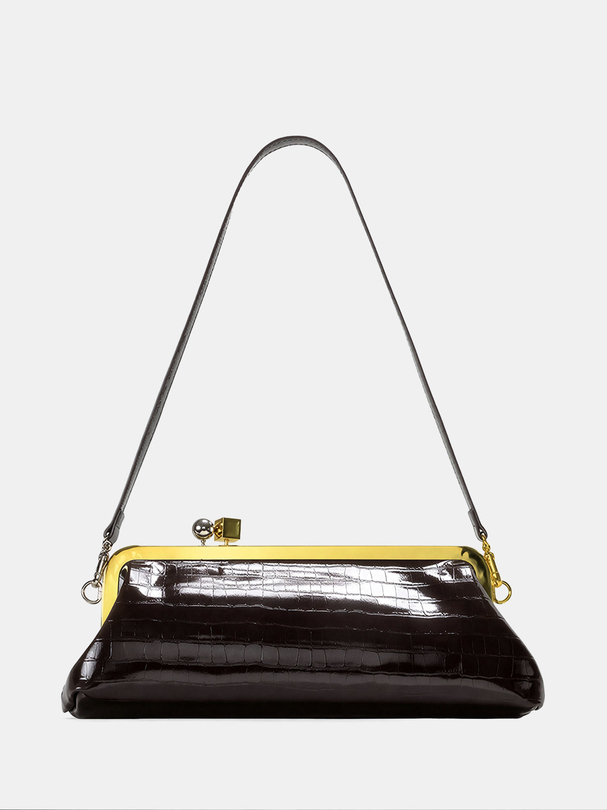 Sac embossé crocodile à fermoir cliquet