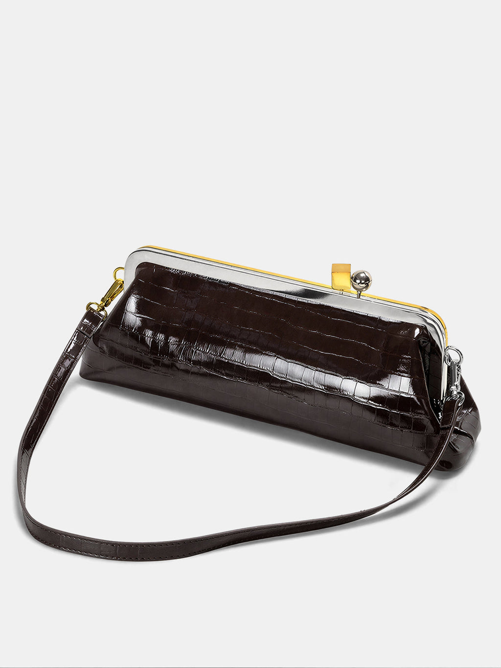 Sac embossé crocodile à fermoir cliquet