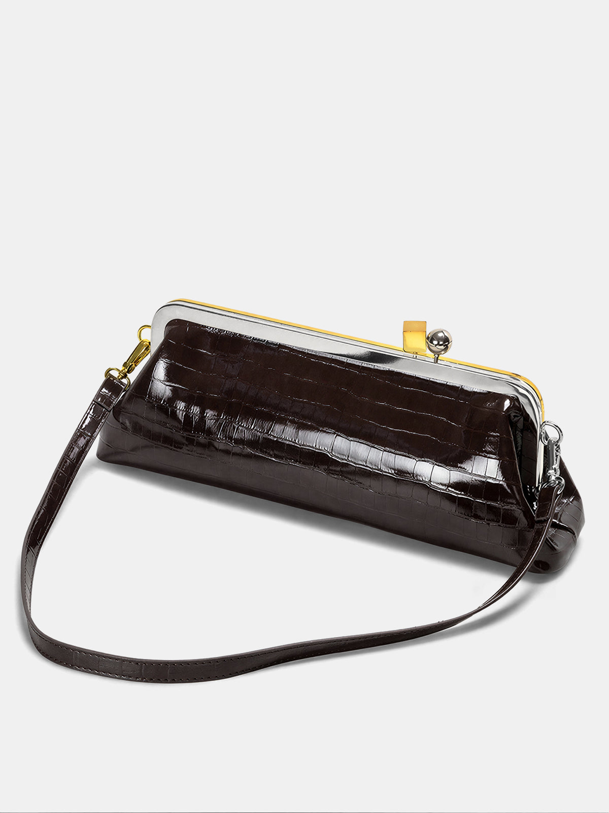 Sac embossé crocodile à fermoir cliquet