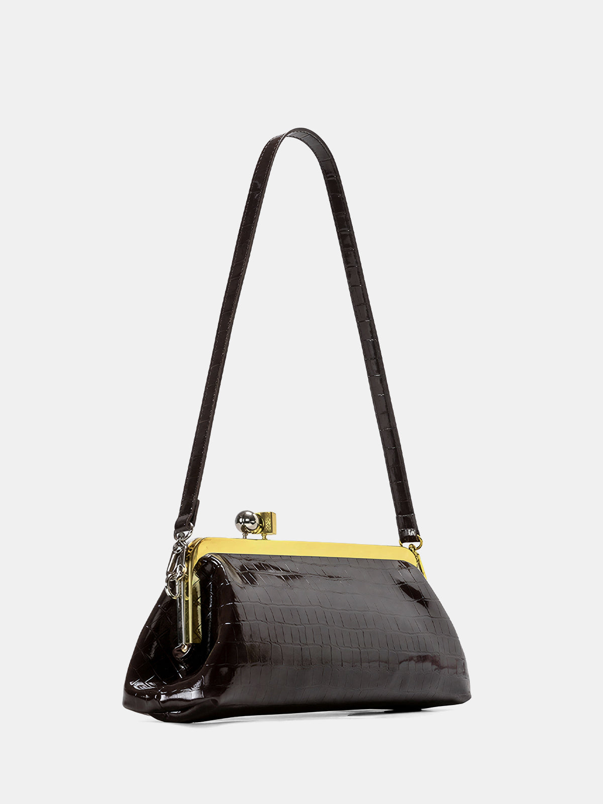 Sac embossé crocodile à fermoir cliquet