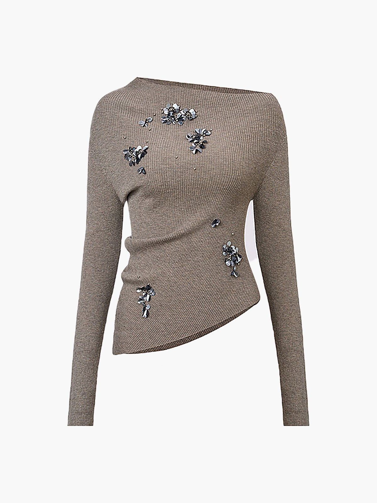 Woll-Mischgewebe Pailletten Stricktop & Rock Set