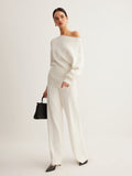 Set aus asymmetrischem Pullover aus Wollmix & weiter Hose